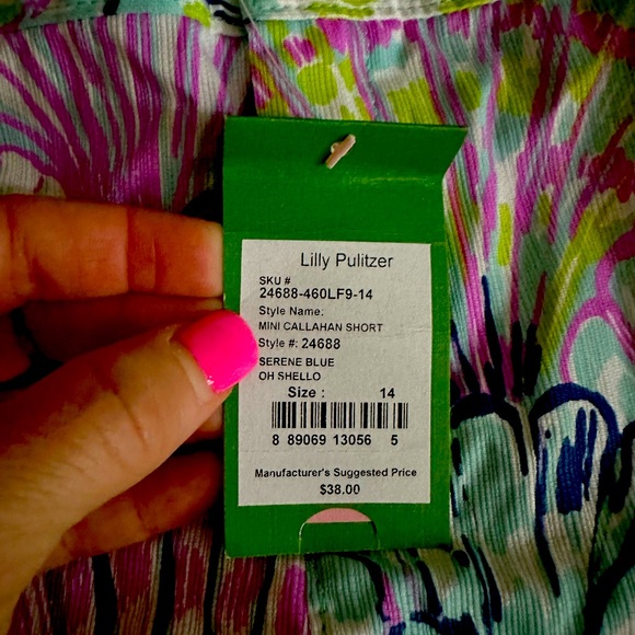 Lilly Pulitzer Girls Shorts, Size 14 Serene Blue Oh Shello NWT - Picture 6 of 8